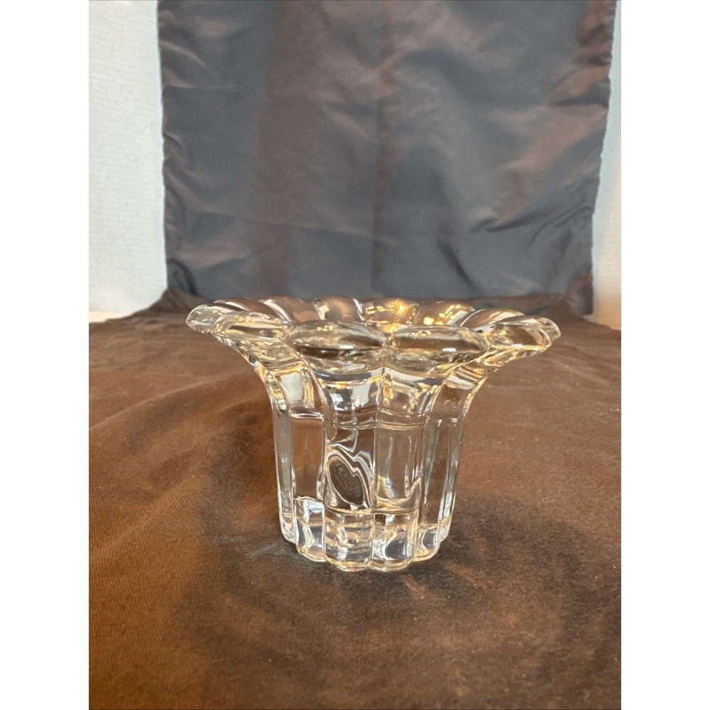 Borgonovo Crystal Glass Candle Holder  Flower Shaped Queen Made in Italy Vintage